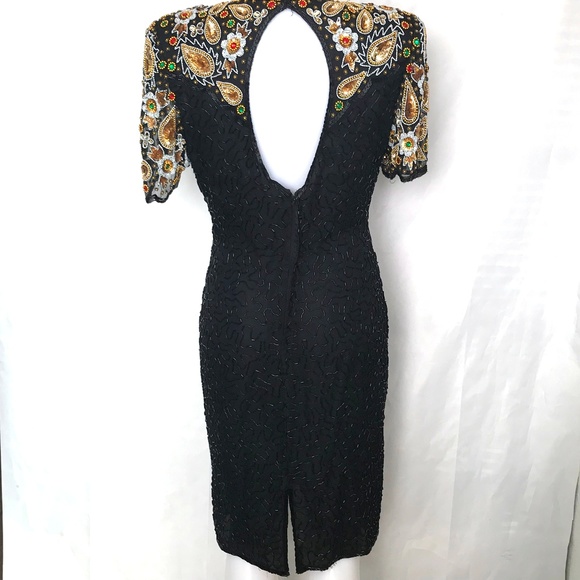 STUNNING Beaded Sequined Silk Party Dress - Picture 5 of 8